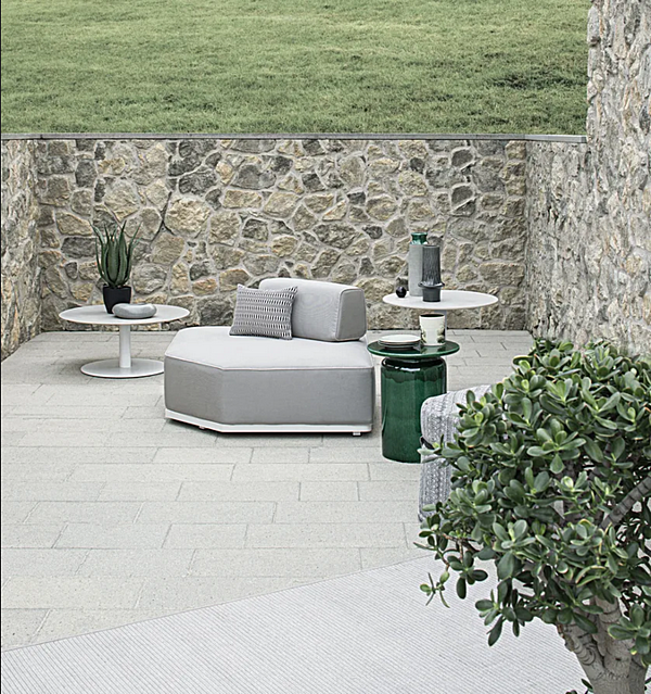 Modularer Gartensofa mit Chaiselongue aus Stoff Atmosphera Laguna Fabrik ATMOSPHERA aus Italien. Foto №7