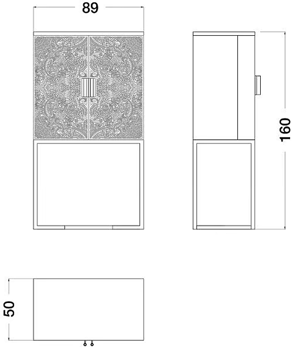 Holz- und Metall-Bar-Schrank mit Tablett Blue Moon CPRN HOMOOD B126, B127 Fabrik CPRN HOMOOD aus Italien. Foto №8