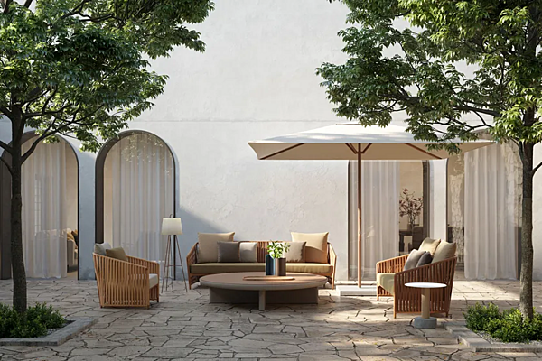 Zweisitzer Gartensofa aus Aluminium mit gepolsterter Rückenlehne KETTAL BITTA LOUNGE Fabrik KETTAL aus Italien. Foto №4