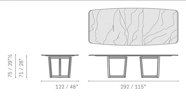 Rechteckiger Tisch aus Holz und Marmor Bolero Ravel POLTRONA FRAU Fabrik POLTRONA FRAU aus Italien. Foto №10
