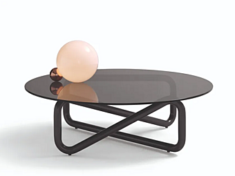 Runder Couchtisch aus Glas und Stahl Infinity Arflex Fabrik ARFLEX aus Italien