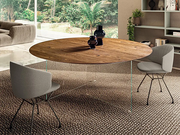 Runder Tisch aus Holz und Glas AIR SLIM 2260W LAGO 2260W Fabrik LAGO aus Italien. Foto №1