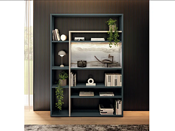 Offene Holzbuchregal mit integrierten Lichtern LAGO 30mm 2733 2733 Fabrik LAGO aus Italien