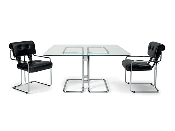 Quadratischer Tisch aus Glas und Stahl Tucroma i 4 Mariani Fabrik i 4 Mariani aus Italien. Foto №2