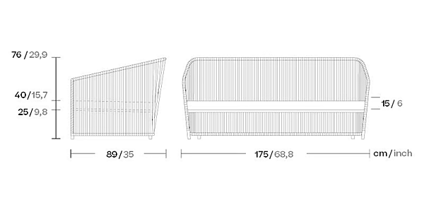 Zweisitzer Gartensofa aus Aluminium mit gepolsterter Rückenlehne KETTAL BITTA LOUNGE Fabrik KETTAL aus Italien. Foto №5