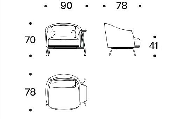 Stoffarmstuhl mit Armlehnen Saba Kepi Fabrik SABA aus Italien. Foto №9