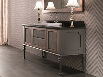 Freistehendes Waschbeckenmöbel aus Stoff und Walnuss mit Schubladen Gaia Mobili Atelier Fabrik GAIA aus Italien