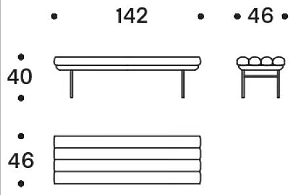 Sitzbank aus Stoff mit weicher Rückenlehne Saba Pan Flute Fabrik SABA aus Italien. Foto №7