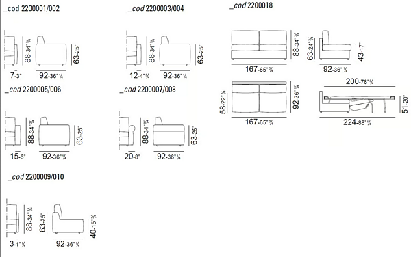 Sofa-Bett aus Leder oder Stoff VIBIEFFE 2200 Squadroletto Fabrik VIBIEFFE aus Italien. Foto №10