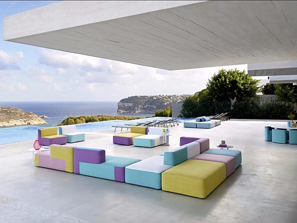 Modularer Gartensofa aus Stoff mit Rückenlehne VARASCHIN Belt Fabrik VARASCHIN aus Italien. Foto №1