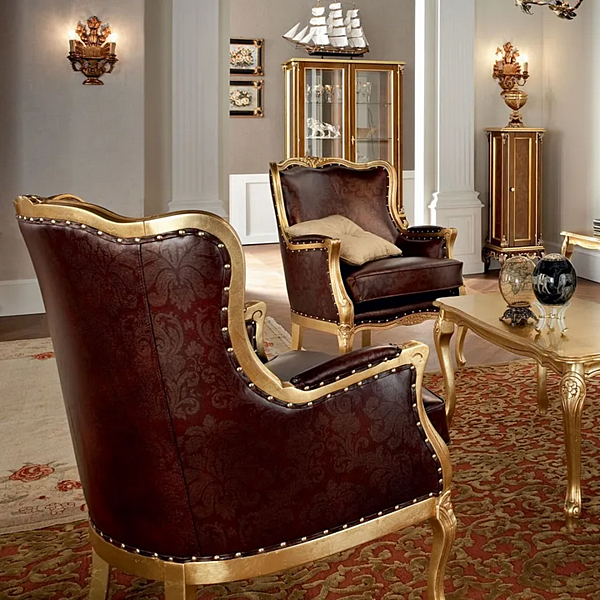 Polsterarmstuhl aus Leder mit Armlehnen Modenese Luxury Interiors 12426 Fabrik MODENESE GASTONE aus Italien. Foto №2