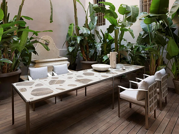 Gartenstuhl mit Armlehnen aus Stoff GIORGETTI Aldia 91070, 91071 Fabrik GIORGETTI aus Italien. Foto №6