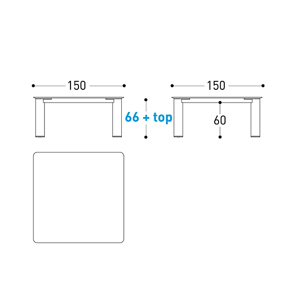 Quadratischer Gartentisch aus Aluminium und Holz Plinto Low VARASCHIN 24680L, 24682 Fabrik VARASCHIN aus Italien. Foto №6