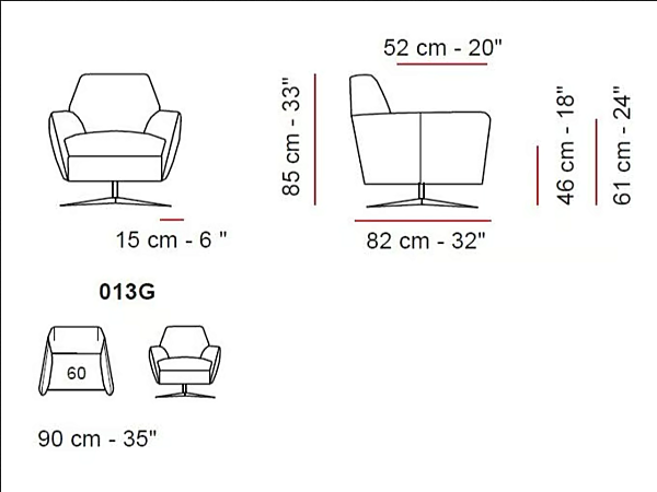 Drehbares Lederarmchair mit Armlehnen Marinelli Home Aida M1233 Fabrik Marinelli Home aus Italien. Foto №5