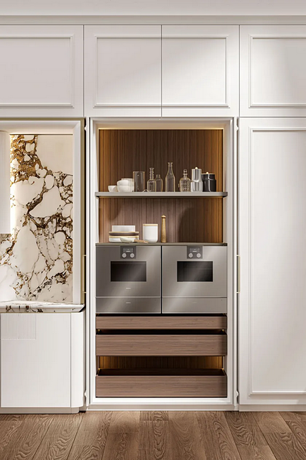 Maßgefertigte Holzküche mit Insel Radha 1 0 Old Line Fabrik Oldline aus Italien. Foto №7