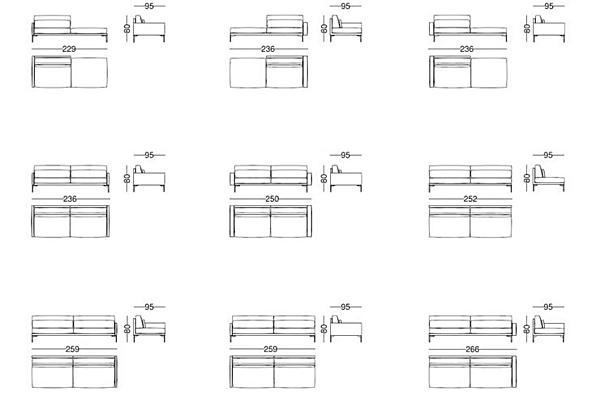 Sektionaler Sofa aus Leder oder Stoff 110 modern VIBIEFFE Fabrik VIBIEFFE aus Italien. Foto №16