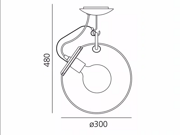 Deckenlampe aus Glas und Stahl Miconos Artemide A022800, A022810 Fabrik Artemide aus Italien. Foto №4