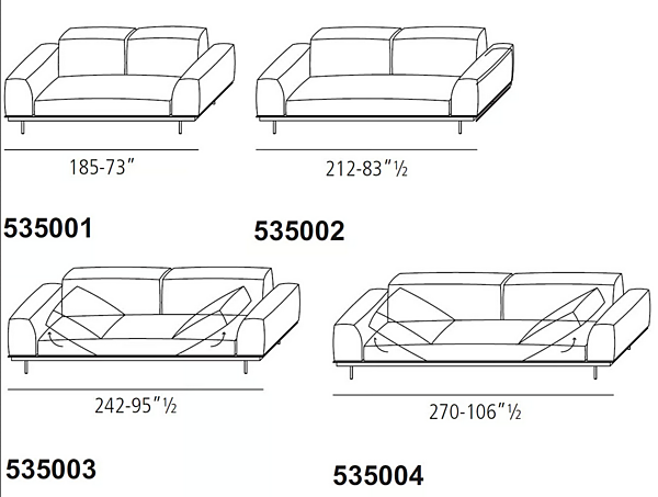 Ecksofa mit verstellbaren Rückenlehnen aus Stoff oder Leder VIBIEFFE 535 Sit Up Fabrik VIBIEFFE aus Italien. Foto №15