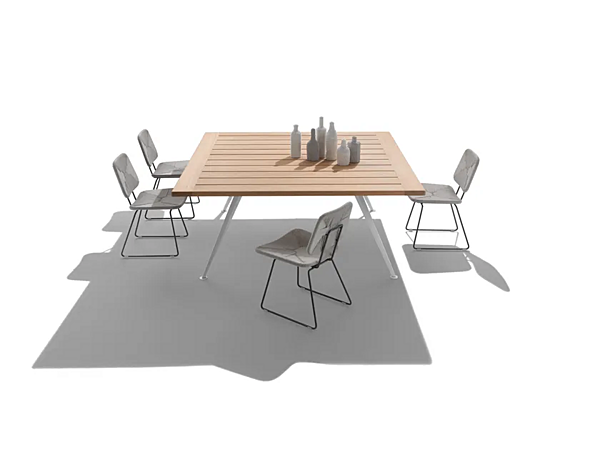 Quadratischer Gartentisch aus Iroko FLEXFORM Zefiro Outdoor Fabrik FLEXFORM aus Italien. Foto №3
