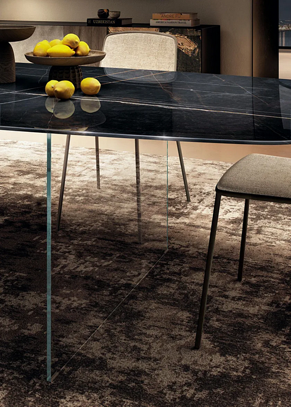 Tisch mit Glasbasis und marmorierter Xglass-Oberfläche AIR SLIM 2195X LAGO 2195X Fabrik LAGO aus Italien. Foto №3