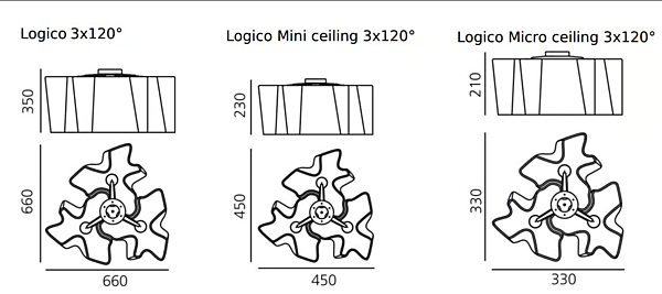 Deckenlampe aus geblasenem Glas Halogen Logico 3x120 Artemide 0458020A/0693020A/0645020A/0458010A Fabrik Artemide aus Italien. Foto №5