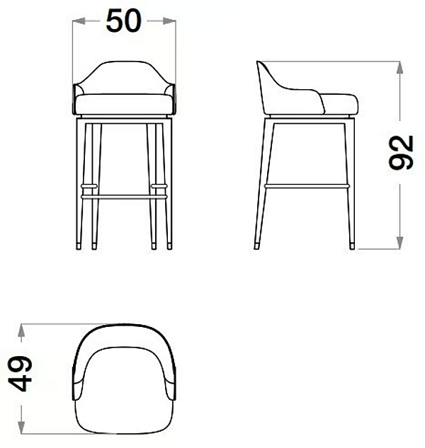 Hochlehne Leder und Metall Hocker Sesto Senso CPRN HOMOOD S526 Fabrik CPRN HOMOOD aus Italien. Foto №3