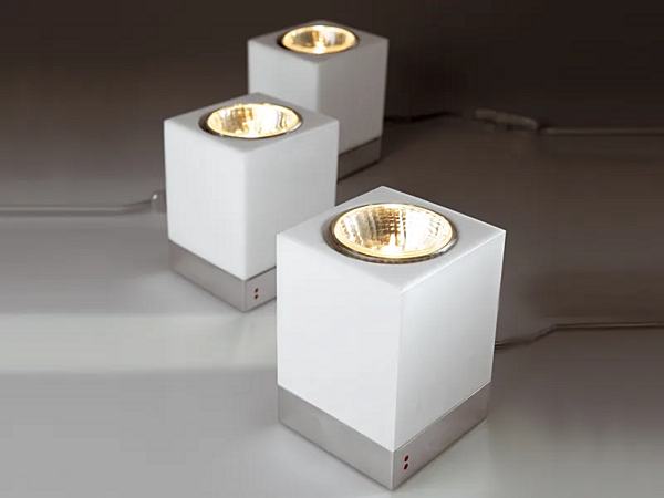 Glas Tischlampe Cubetto Fabbian Fabrik Fabbian aus Italien. Foto №4