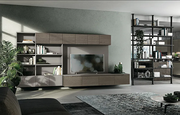 Sektionale Aufbewahrungswand aus Holz LUNA LIVING LUBE CUCINE Fabrik LUBE CUCINE aus Italien. Foto №4