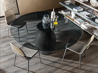 Runder Tisch aus grauem Rauchglas LAGO Janeiro Runder Tisch aus grauem Rauchglas LAGO Janeiro Fabrik LAGO aus Italien