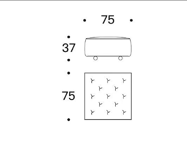 Quadratischer Stoffpouf mit abnehmbarer Hülle und Rollen Saba Cookie Square Pouf Fabrik SABA aus Italien. Foto №4