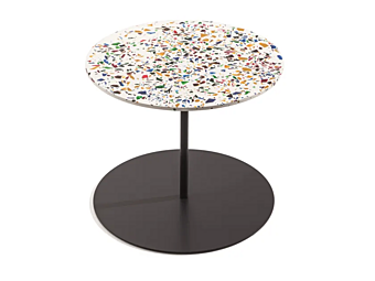 Runder Couchtisch mit abnehmbarer Platte aus Terrazzo Cappellini Gong GG_1T