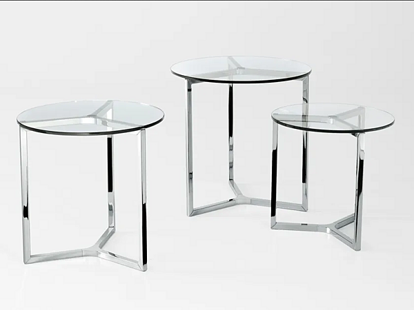 Niedriger runder Couchtisch aus Glas und Edelstahl Gallotti&Radice Raj 2 Fabrik Gallotti & Radice aus Italien. Foto №1