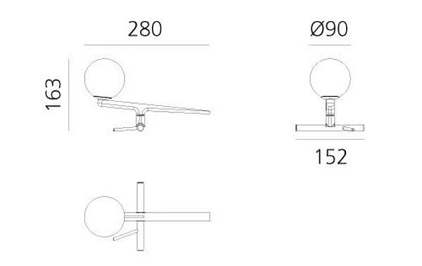 Tischlampe aus Messing und geblasenem Glas LED Artemide Yanzi 1101010A Fabrik Artemide aus Italien. Foto №5