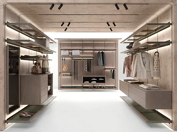 Sektionale Garderobe aus Esche mit integrierter Beleuchtung GIORGETTI REIWA Fabrik GIORGETTI aus Italien. Foto №1