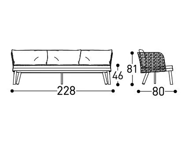 3-Sitzer Gartensofa aus synthetischen Fasern VARASCHIN EMMA 23645 Fabrik VARASCHIN aus Italien. Foto №8