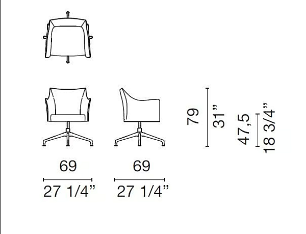 Drehstuhl aus Stoff mit Armlehnen Cappellini O Cap Fabrik Cappellini aus Italien. Foto №4