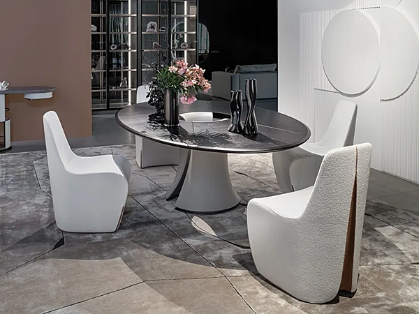 Ovaler Couchtisch aus Walnussholz GIORGETTI Enso Fabrik GIORGETTI aus Italien. Foto №4