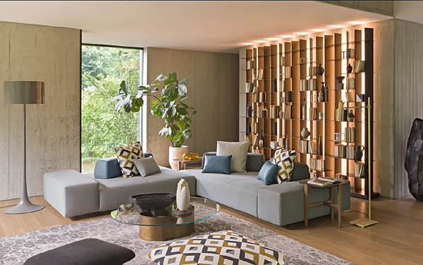 Ecksofa aus Stoff mit weicher Rückenlehne Flou Softbench Fabrik Flou aus Italien. Foto №3