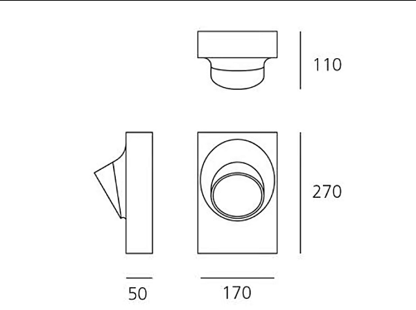 Aluminium Wandleuchte für den Außenbereich Ciclope Artemide T081220, T081200, T081210 Fabrik Artemide aus Italien. Foto №7