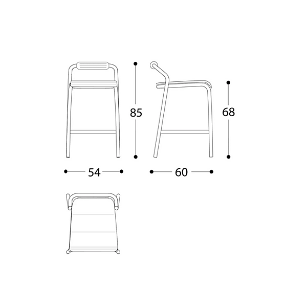 Hochstuhl aus Aluminium stapelbar VARASCHIN NOSS 24550/B, 24551/B, 24552/B, 24553/B Fabrik VARASCHIN aus Italien. Foto №14