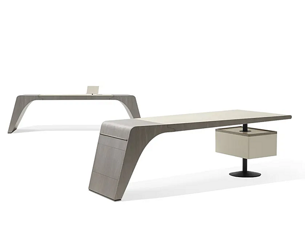 Rechteckiger Schreibtisch aus gegerbtem Leder Tenet GIORGETTI Fabrik GIORGETTI aus Italien. Foto №1