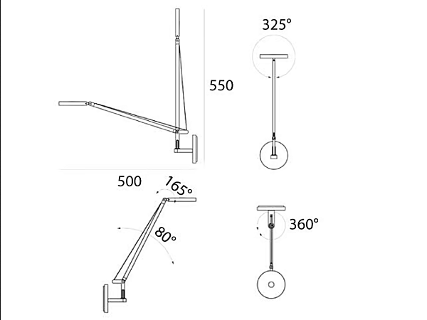 Wandleuchte aus Aluminium mit Schwenkarm Artemide Demetra Micro Fabrik Artemide aus Italien. Foto №5