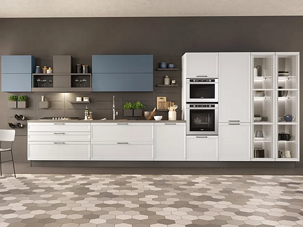 Lineare Einbauküche mit Griffen LUBE CUCINE Flavour Bridge 4 Fabrik LUBE CUCINE aus Italien. Foto №1