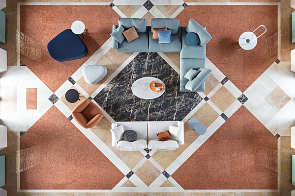 Ecksofa aus Stoff mit obiteter Rückenlehne Saba Limes New Fabrik SABA aus Italien. Foto №5