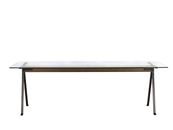 Rechteckiger Tisch aus Stahl Glas und Holz Driade Able Frate Fabrik Driade aus Italien