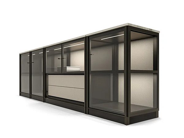Modulares Sideboard mit integrierter Beleuchtung aus Holz GIORGETTI DOMUS Fabrik GIORGETTI aus Italien. Foto №2