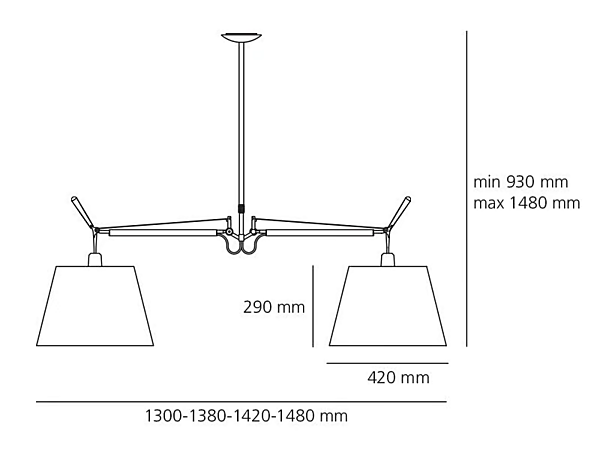 Dimmbare schwenkbare Pendelleuchte Tolomeo Basculante Due Bracci Artemide 0630010A Fabrik Artemide aus Italien. Foto №4