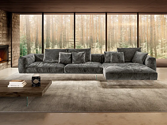 Ecksofa aus Stoff mit weicher Rückenlehne LAGO Air Soft 1902