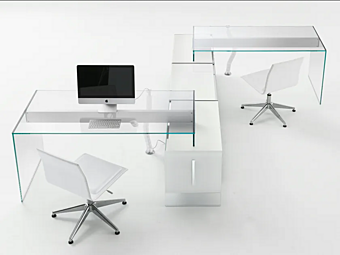 Eck-Schreibtisch aus Kristall Gallotti&Radice Air Desk 1 Fabrik Gallotti & Radice aus Italien
