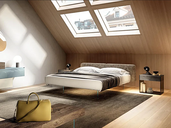 Doppelbett mit gepolstertem Kopfteil aus Stoff LAGO Air Soft 1562 1562 Fabrik LAGO aus Italien. Foto №1